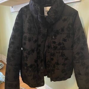 DKNY Black Floral Puffer Jacket